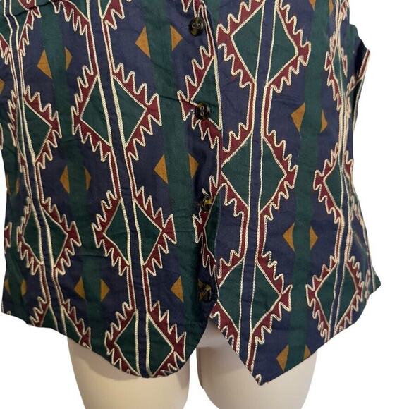 Stefano International Womens Vintage Embroidered Aztec Vest Top 80s Tie Back M - Picture 7 of 16